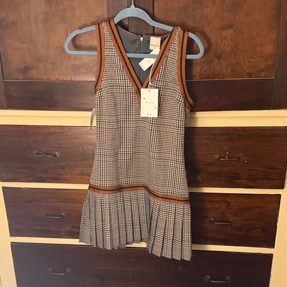 Anthropologie Brown and Black Checkered Mini Dress
